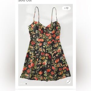 Urban Outfitters Petra Black Floral Satin Mini Dress